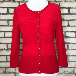 White House Black Market Red Cardigan XS